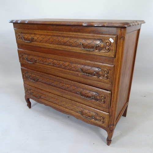 2108 - A French oak chest of 4 long drawers, 99cm x 88cm x 48cm