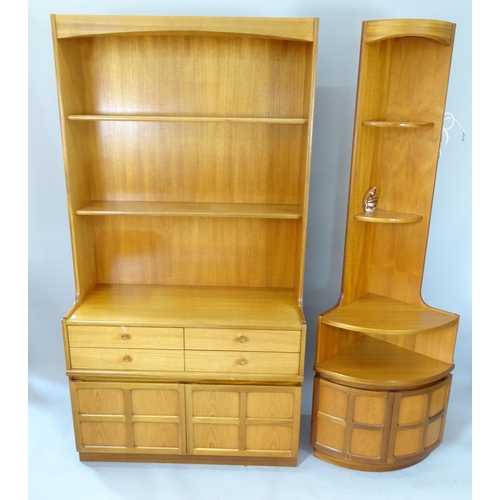 2112 - A Nathan Furniture light oak single-section dresser, 102cm x 194cm x 45cm, and a similar corner disp... 