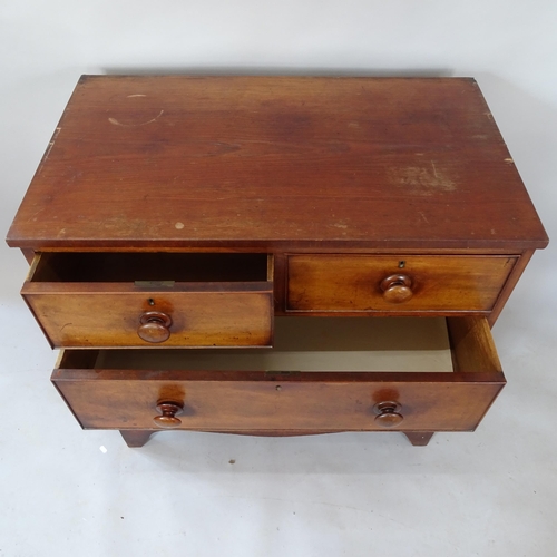 2117 - A 19th century mahogany and walnut chest of 2 short and 2 long drawers, on bracket feet, 92cm x 90cm... 