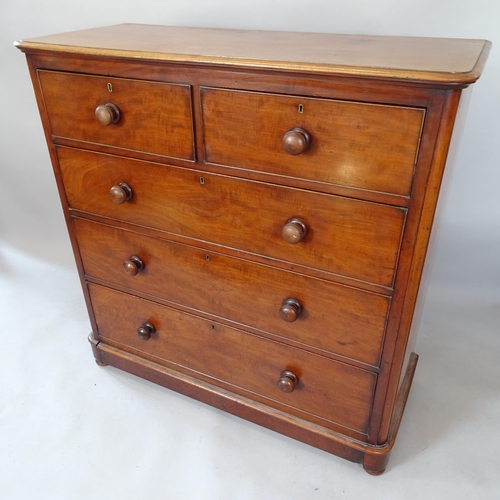 2118 - A Victorian walnut chest of 2 short and 3 long drawers, 122cm x 122cm x 51cm