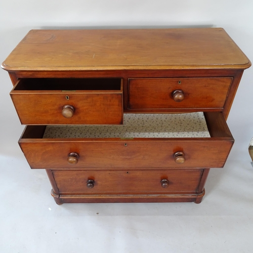 2118 - A Victorian walnut chest of 2 short and 3 long drawers, 122cm x 122cm x 51cm