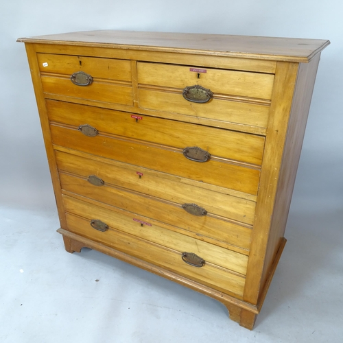 2119 - An Arts and Crafts ash chest of 2 short and 3 long drawers, 108cm x 105cm x 52cm