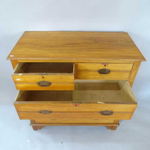 2119 - An Arts and Crafts ash chest of 2 short and 3 long drawers, 108cm x 105cm x 52cm