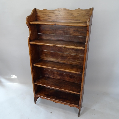 2129 - An Antique oak open bookcase, with 5 fitted shelves, 76cm x 148cm x 24cm