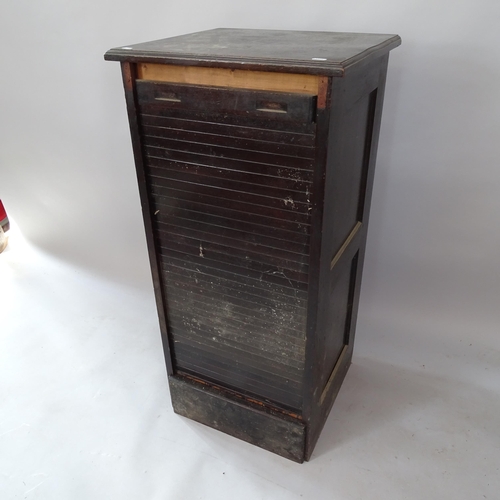 2137 - An early 20th century tambour-front 9-drawer filing cabinet, 51cm x 106cm x 46cm