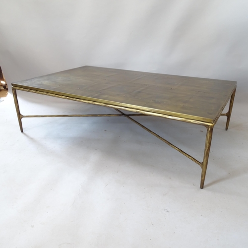 2166 - A contemporary Pasadena coffee table, by Pure White Lines, in hammered brass finish, RRP £1,250, 140... 