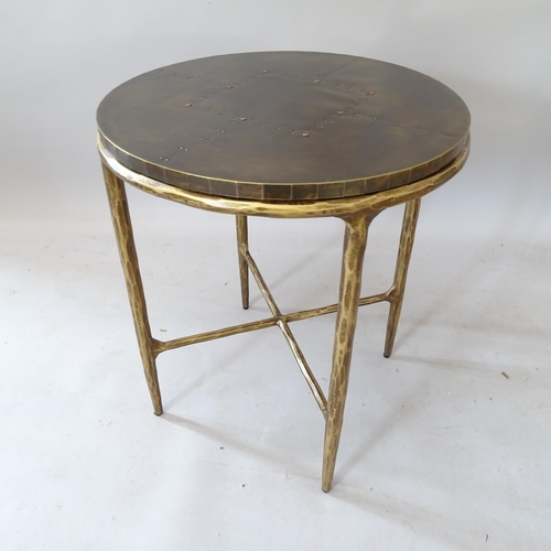 2168 - A contemporary circular-top Pasadena side table, in hammered brass finish, by Pure White Lines, RRP ... 