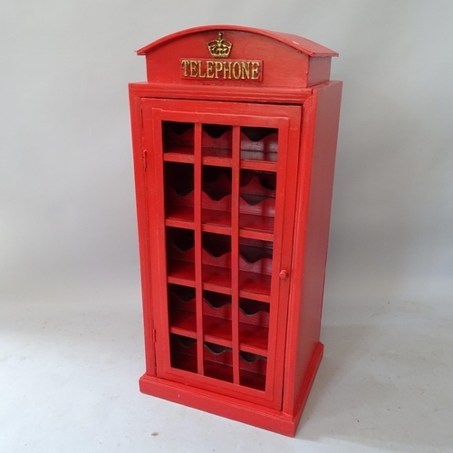 2173 - A painted wooden wine rack in the form of a telephone box, 45cm x 96cm x 36cm