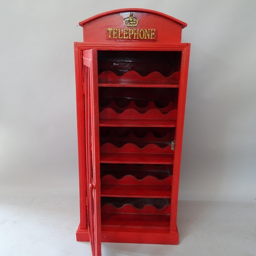 2173 - A painted wooden wine rack in the form of a telephone box, 45cm x 96cm x 36cm