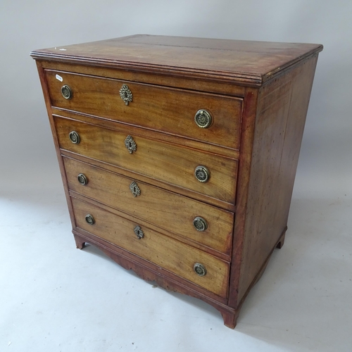 2176 - A 19th century Mahogany chest of 4 long drawers, 68cm x 73cm x 47cm