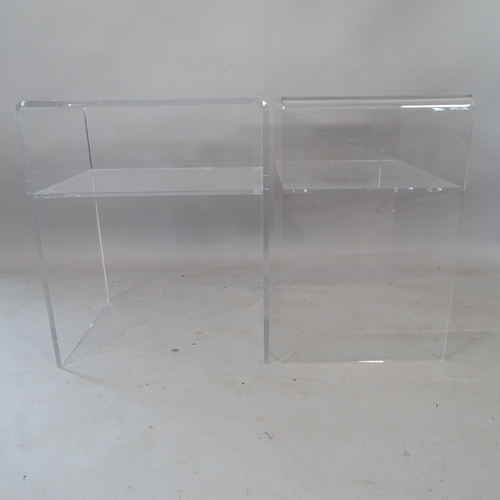 2183 - A pair of perspex/lucite 2-tier bedside tables, 51cm x 60cm x 38cm