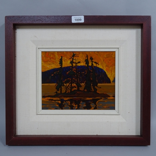 1899 - Min Ma, acrylic on board, light of day study, signed, 19cm x 24cm, framed, provenance: White Rock Ga... 