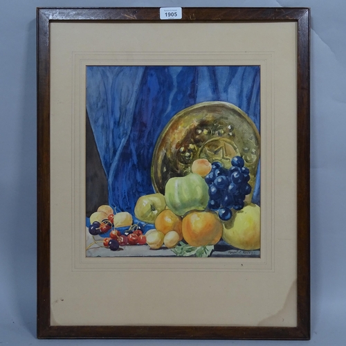 1905 - Margaret Rayley, watercolour, still life, signed, 34cm x 30cm, framed