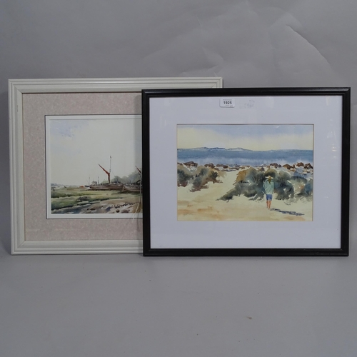 1925 - 2 x 20th century watercolours, shore scene, 26cm x 35cm, and boatyard, 26cm x 35cm, both indistinctl... 