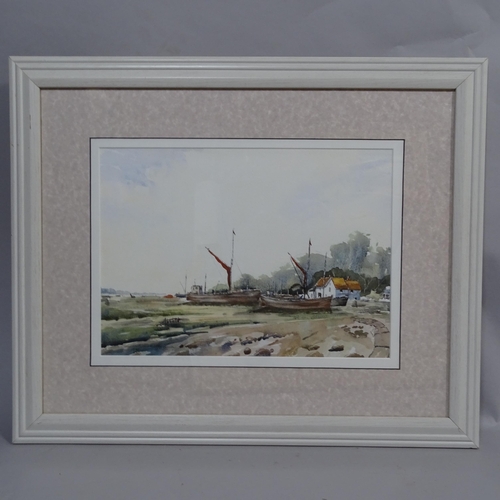 1925 - 2 x 20th century watercolours, shore scene, 26cm x 35cm, and boatyard, 26cm x 35cm, both indistinctl... 