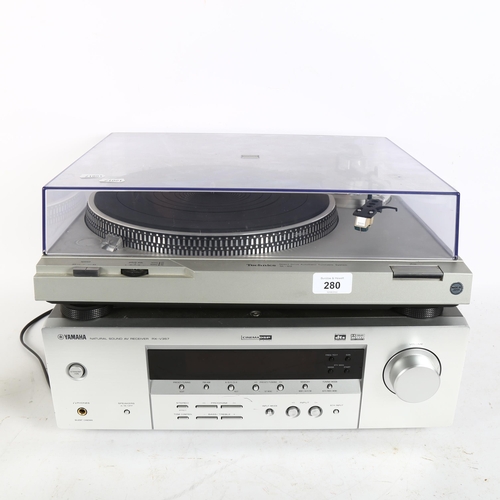 280 - A Technics SL-D2 turntable, and Yamaha RX-V357AV receiver (2)