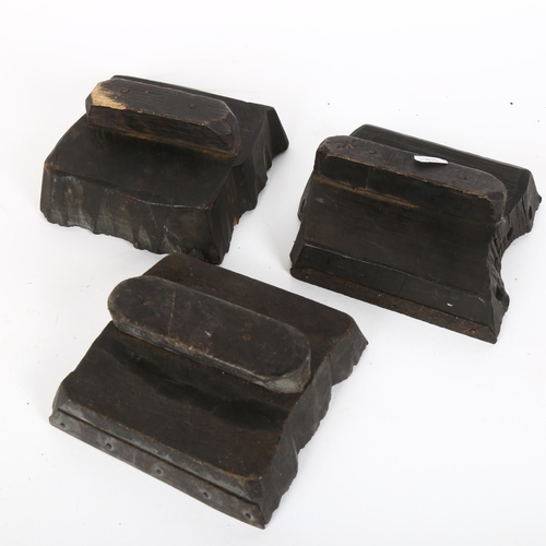 317 - A set of 3 carved oak ink printing blocks (3)