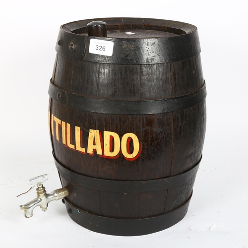 326 - A coopered oak Amontillado Whisky barrel, height 34cm