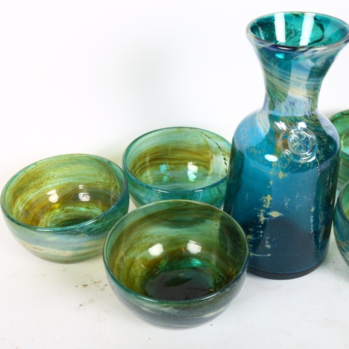 355 - A Studio glass vase and bowl set, vase height 22cm