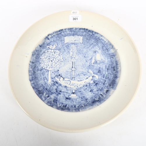 361 - GEORGE OSBORNE SAYLES (GLASGOW UNIVERSITY) - a large blue and white Studio pottery charger, Via Veri... 