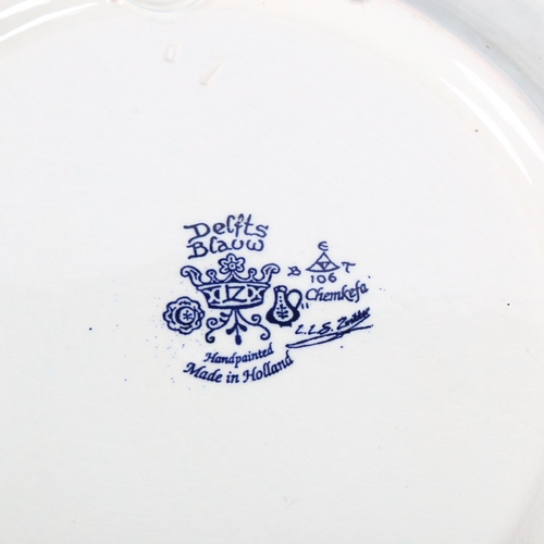 365 - 3 large blue and white Delft transfer chargers, largest diameter 39cm (3)