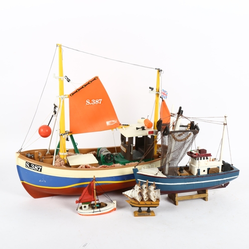 372 - 4 boat models, largest length 50cm