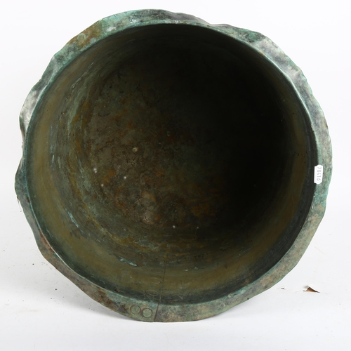 377 - A verdigris copper copper, diameter 44cm, height 34cm