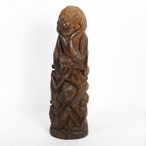 378 - A heavy African Tribal carved hardwood figural sculpture, height 44cm