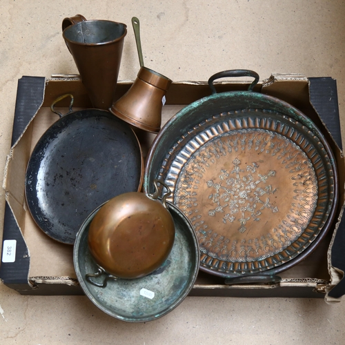 382 - Various copper, including jam pan, ale warmer etc