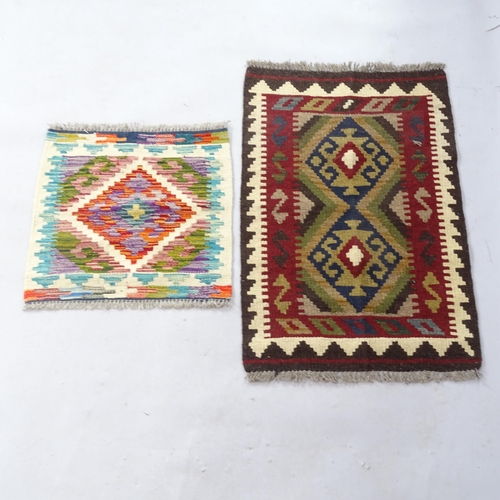 2351 - A Chobi Kilim mat, 46cm x 49cm, and a Maimana Kilim mat, 82cm x 55cm (2)