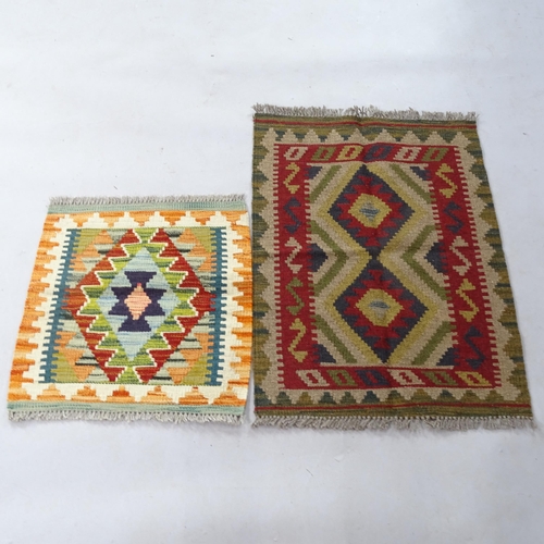 2361 - A Maimana Kilim mat, 79cm x 60cm, and a Chobi Kilim mat, 50cm x 50cm (2)