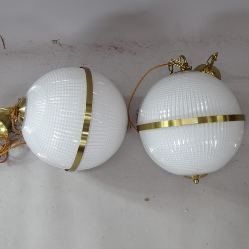 2386 - A pair of Parisian globe ceiling lights, D32cm