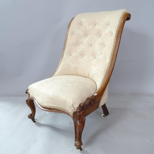 2388 - A Victorian mahogany button-back upholstered nursing chair