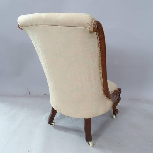 2388 - A Victorian mahogany button-back upholstered nursing chair