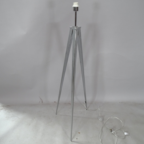 2392 - A contemporary chrome rocket standard lamp, on tripod base, H144cm