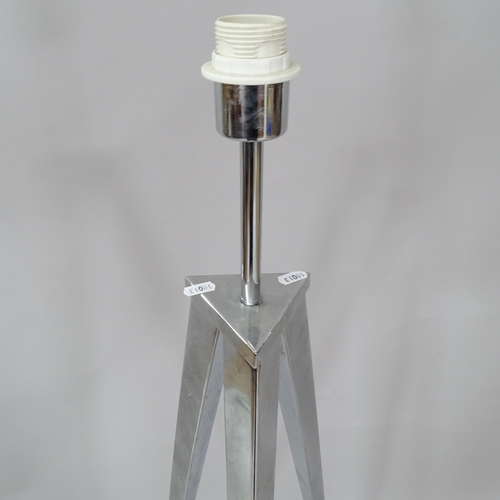 2392 - A contemporary chrome rocket standard lamp, on tripod base, H144cm