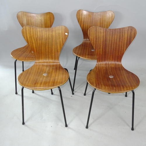 2255 - A set of 4 mid-century Danish teak ply dining chairs