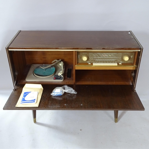 2260 - A mid-century mahogany and teak-cased radiogram, with Garrard turntable, 103cm x 82cm x 39cm