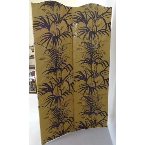 2262 - An Oriental upholstered 4-fold screen, each panel 53cm x 185cm