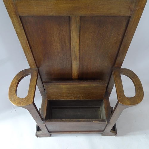 2269 - A 1920s oak mirror-back hall stand, 82cm x 186cm x 30cm