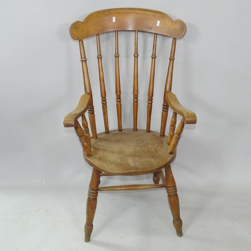 2271 - An Antique oak and elm-seated kitchen armchair