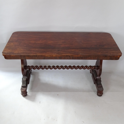 2274 - A 19th century rosewood stretcher table, 147cm x 75cm x 66cm