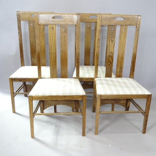 2275 - A set of 4 Charles Rennie Mackintosh design Ingram low-back oak dining chairs, by Freud, London, wit... 