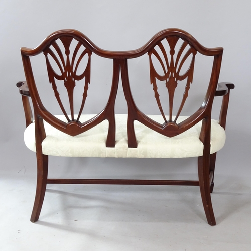 2276 - A Hepplewhite style chair-back 2-seat settee, 120cm x 100cm x 55cm