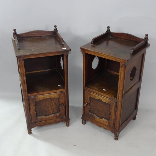 2286 - A pair of French oak bedside pot cupboards, 38cm x 78cm