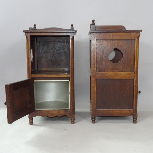 2286 - A pair of French oak bedside pot cupboards, 38cm x 78cm