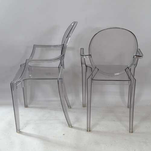 2288 - A set of 3 Louis Ghost stacking chairs, by Philip Starck for Kartell