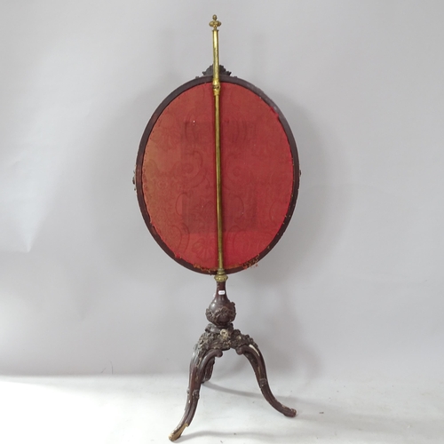 2301 - A 19th century rosewood tapestry upholstered pole screen