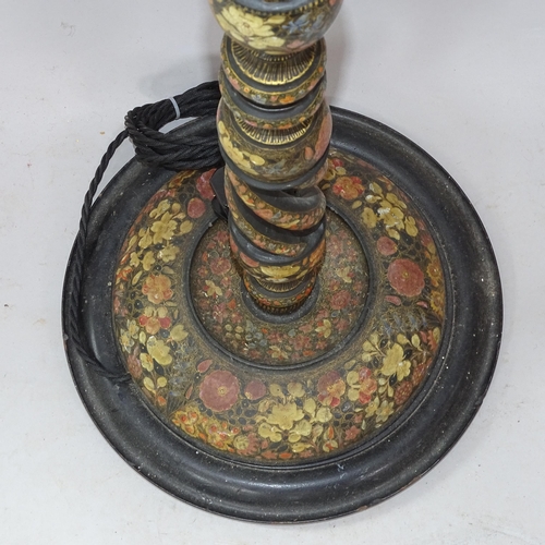 2304 - A Kashmir lacquered polychrome standard lamp, height to bayonet 149cm