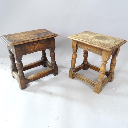 2307 - 2 similar Antique oak joint stools, largest 37cm x 38cm x 24cm